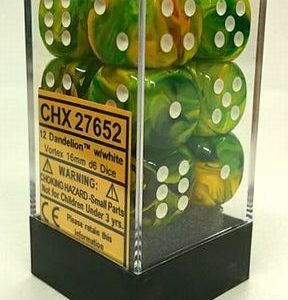 Chessex 16mm D6 Vortex Dandelion/White