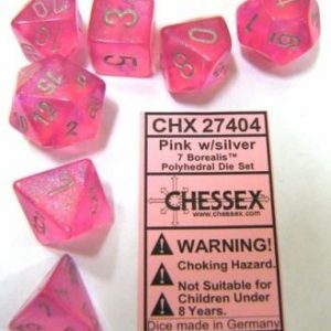 Chessex 7 Die Set Borealis Pink/Silver