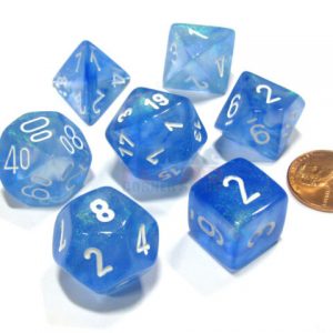 Chessex 7 Die Set Borealis Sky Blue/white