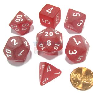 Chessex 7 Die Set Frosted Red/white