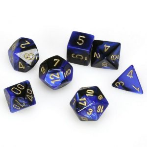 Chessex 7 Die Set Gemini Black-Blue/gold