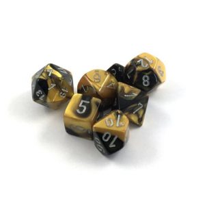 Chessex 7 Die Set Gemini Black-Gold/silver