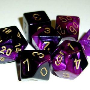 Chessex 7 Die Set Gemini Black-Purple/gold
