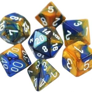 Chessex 7 Die Set Gemini Blue-Gold/white