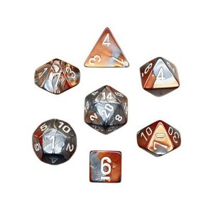 Chessex 7 Die Set Gemini Copper-steel/white