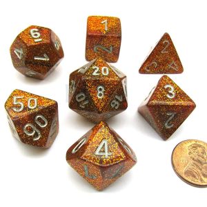 Chessex 7 Die Set Glitter Gold/silver