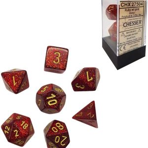 Chessex 7 Die Set Glitter Ruby/gold