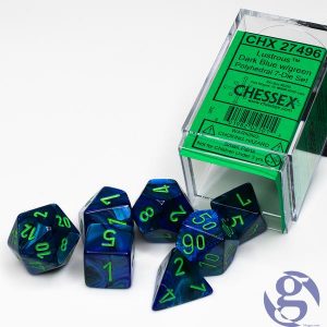 Chessex 7 Die Set Lustrous Dark Blue/Green