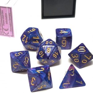 Chessex 7 Die Set Lustrous Purple/gold
