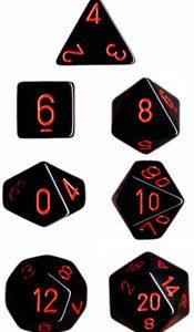 Chessex 7 Die Set Opaque Black/red