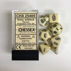 Chessex 7 Die Set Opaque Ivory/black