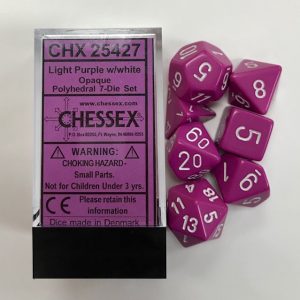 Chessex 7 Die Set Opaque Light Purple/white