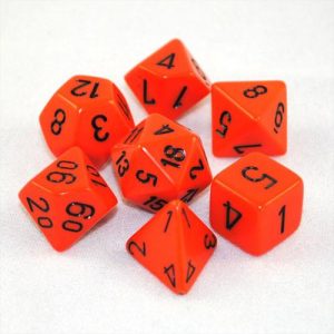 Chessex 7 Die Set Opaque Orange/black