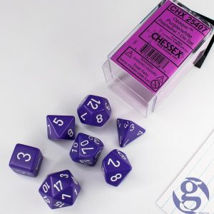 Chessex 7 Die Set Opaque Purple/white