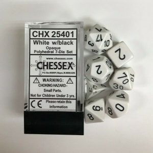 Chessex 7 Die Set Opaque White/Black