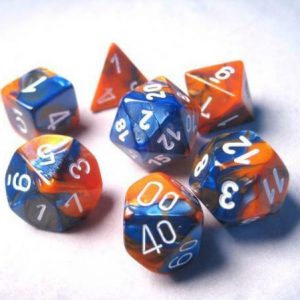 Chessex 7 Die Set Gemini Blue-Orange/white