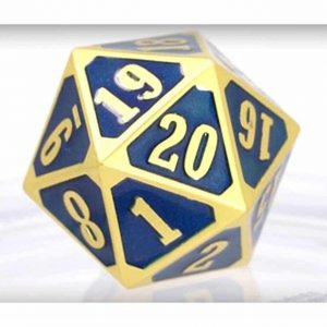 Die Hard Dice D20 MTG Roll Down Brilliant Gold Sapphire