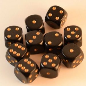Chessex 16mm D6 Opaque Black/Gold