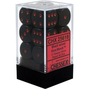 Chessex 16mm D6 Opaque Black/Red