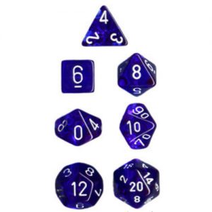 Chessex 7 Die Set Translucent Blue/white Updated