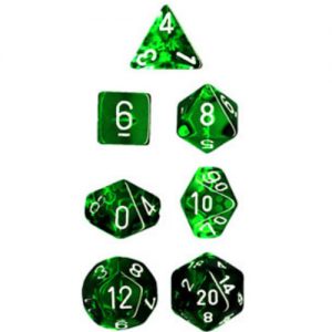 Chessex 7 Die Set Translucent Green/white Updated