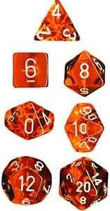 Chessex 7 Die Set Translucent Orange/white Updated