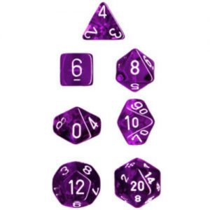 Chessex 7 Die Set Translucent Purple/white Updated