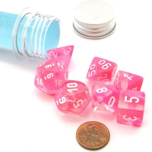 Chessex 7 Die Set Gemini Clear-Pink/White