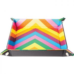 Metallic Dice Games Dice Tray Velvet Folding 10” X 10” with Leather Backing Rainbow
