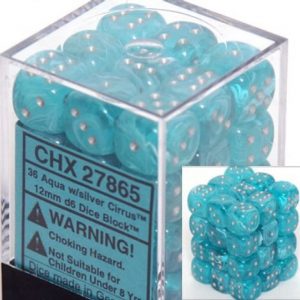 Chessex 12mm D6 Cirrus Aqua/Silver