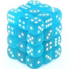 Chessex 12mm D6 Frosted Caribbean Blue/White