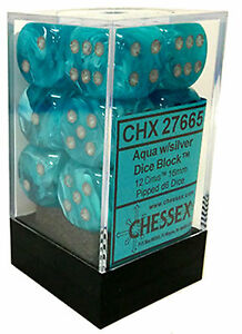 Chessex 16mm D6 Cirrus Aqua/Silver