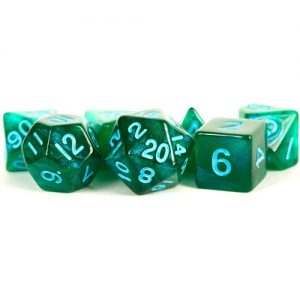 MDG 7-Die Set 16mm Stardust Green w/ Blue Numbers