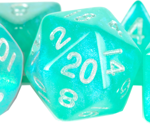 MDG 7-Die Set 16mm Stardust Turquoise w/ Silver Numbers