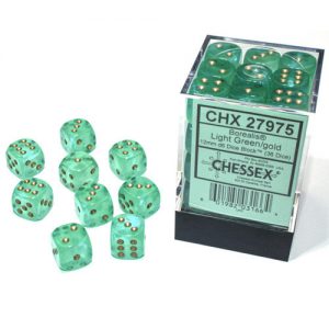 Chessex 12mm D6 Borealis Luminary Light Green/Gold