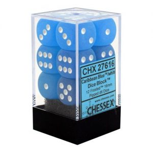 Chessex 16mm D6 Frosted Caribbean Blue/white