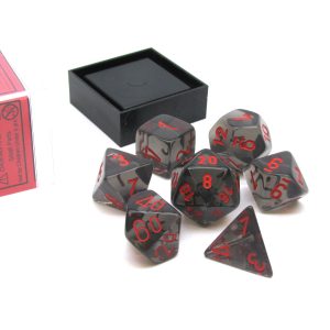 Chessex 7 Die Set Translucent Smoke/red