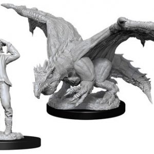 Dungeons & Dragons Nolzur’s Marvelous Miniatures W11 Green Dragon Wyrmling & Afflicted Elf (Unpainted)
