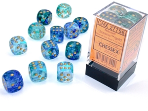 Chessex 16mm D6 Nebula Luminary Oceanic/Gold