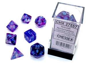 Chessex 7 Die Set Nebula Luminary Nocturnal/blue (Black Base)