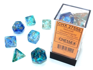 Chessex 7 Die Set Nebula Luminary Oceanic/ gold (black base)