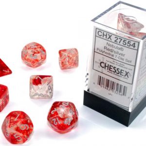 Chessex 7 Die Set Nebula Luminary Red/Silver (black base)