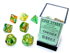 Chessex 7 Die Set Nebula Luminary Spring/White (black base)