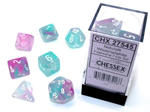 Chessex 7 Die Set Nebula Luminary Wisteria/White (Black Base)