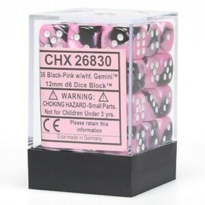 Chessex 12mm D6 Gemini Black-Pink/White