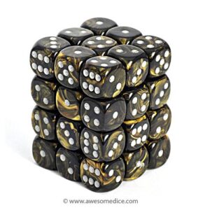 Chessex 12mm D6 Leaf Black Gold/Silver