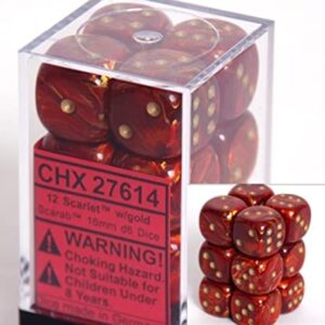 Chessex 16mm D6 Scarab Scarlet/Gold