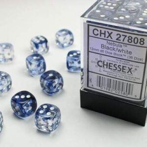 Chessex 12mm D6 Nebula Black/white