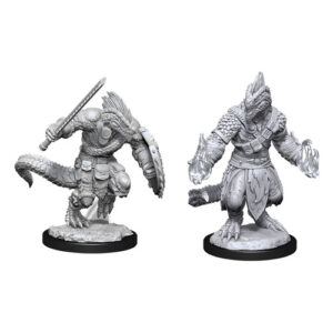 Dungeons & Dragons Nolzur’s Marvelous Miniatures W15 Lizardfolk Barbarian & Lizardfolk Cleric (Unpainted)