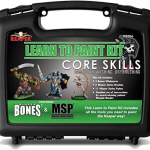 Reaper Miniatures Learn To Paint Kit Core Skills Basecoat Washing & Drybrushing
